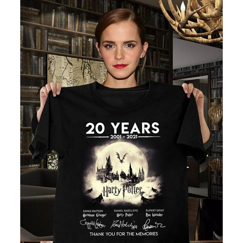 Harry Potter Signatures T Shirt Thank You For The Memories 20 Years 2001 2021
